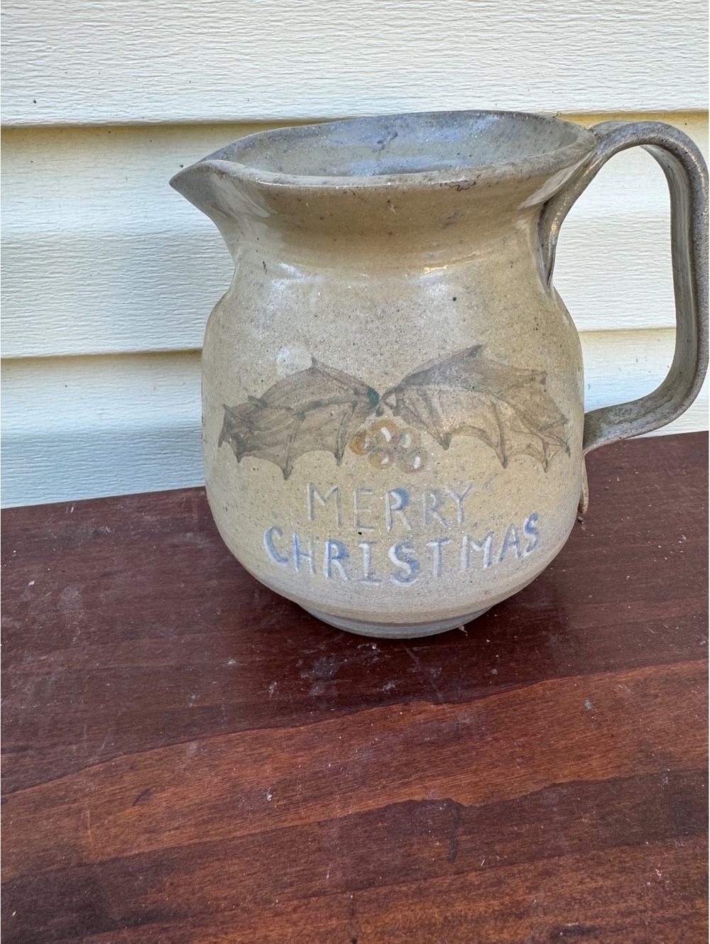 Luck’s Ware Seagrove NC Merry Christmas Pottery Pitcher
